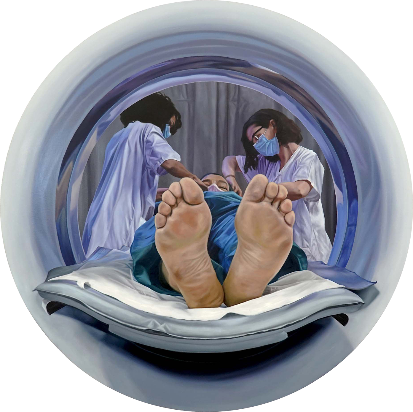 Arnaud Adami, Laura, Marie et Farid - radiologie, 2022, Huile sur toile, 120 cm.png
